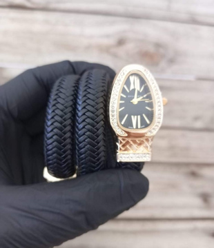 bvlgari leather black gold